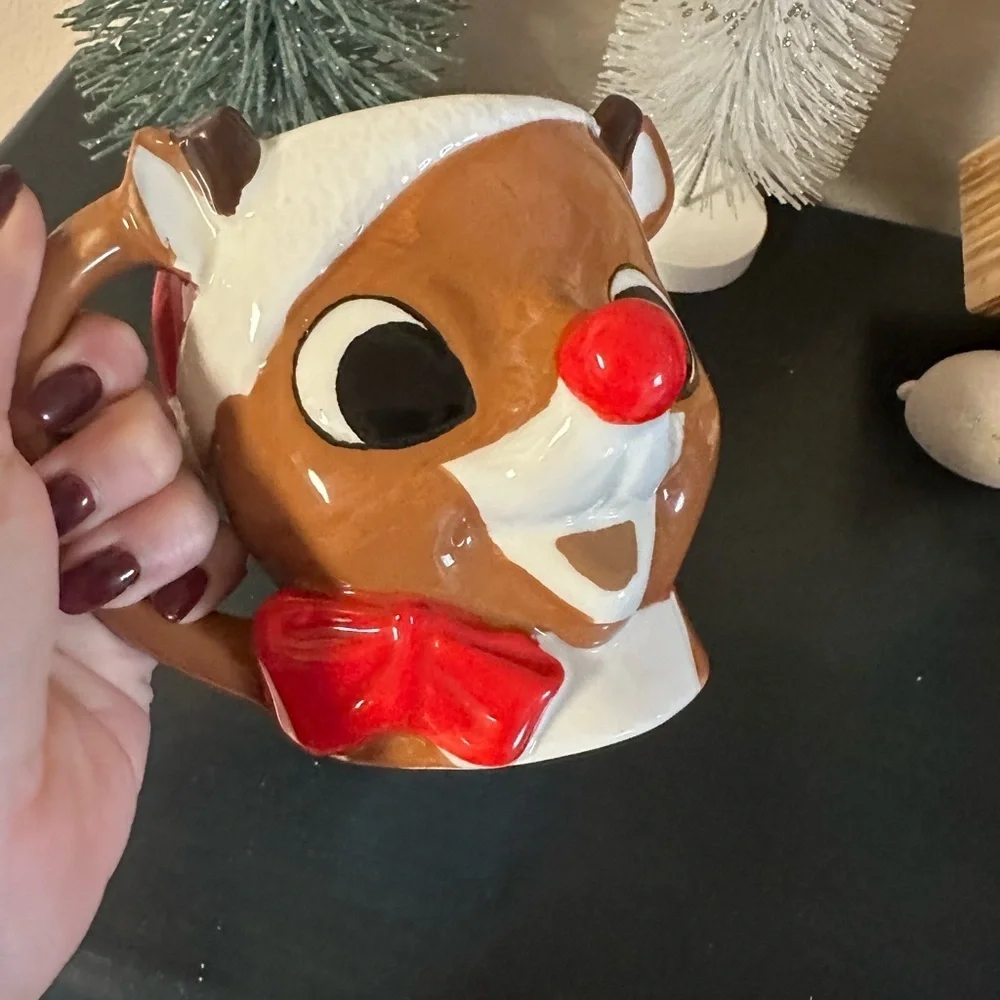 Reindeer Mug with Red Nose and Bow